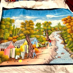 Large Beautiful original canvas signed oil painting from Haiti